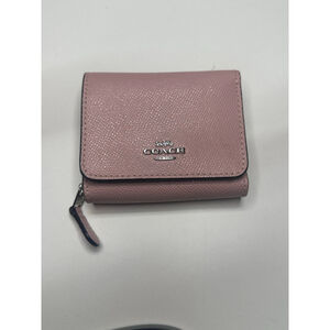Women's Coach Pink Leather Trifold Wallet One Size